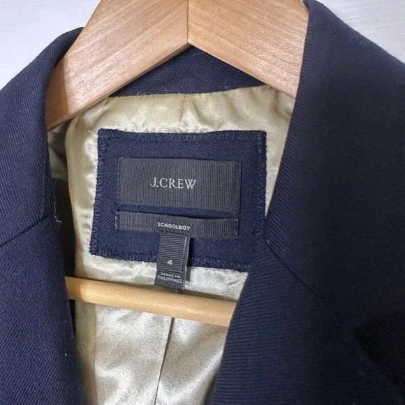 J.Crew Schoolboy Blazer Women 4 Navy Blue Wool Gold Crest Buttons 28233 - Picture 2 of 4